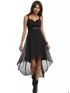 ROYAL BONES BY TRIPP STUDDED BELT HI-LOW HEM DRESS size L